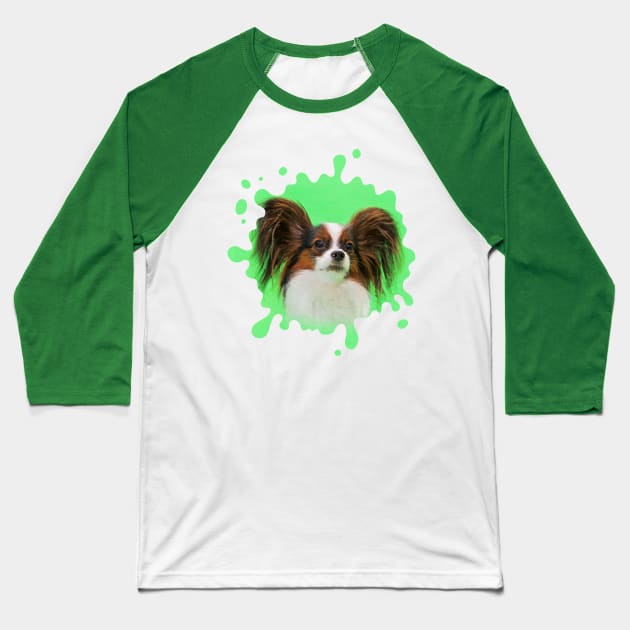 Papillon -Continental Toy Spaniel Baseball T-Shirt by Nartissima